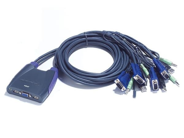 ATEN Petite CS64US - Omkopplare för tangentbord/video/mus/ljud/USB - 4 x KVM/ljud/USB - 1 lokal användare - skrivbordsmodell
