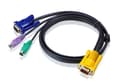 Miniatyrbild 5 av 5: ATEN 2L-5202P - Tangentbords-/video-/muskabel - 15 stifts SPHD (hane) till PS/2, HD-15 (VGA) (hane) - 1.8 m - för KVM on the NET CS1708i, CS1716i; Ma
