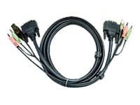 ATEN 2L-7D03U - Video/USB/ljud-kabel - USB, mini-phone stereo 3.5 mm, DVI-I (hane) till mini-phone stereo 3.5 mm, USB typ B, DVI-I (hane) - 3 m