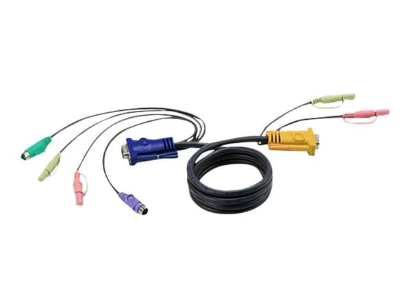 ATEN 2L-5305P - Kabel för tangentbord/mus/video/ljud - 15 pin D-Sub (DB-15), minijack (hane) till PS/2, HD-15 (VGA), minijack (hane) - 5 m - för ATEN