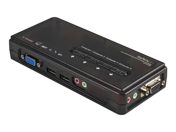 StarTech.com 4 Port Black USB KVM Switch Kit with Cables and Audio - desktop KVM Switch - VGA KVM Switch - USB KVM Switch 4 Port (SV411KUSB) - KVM /