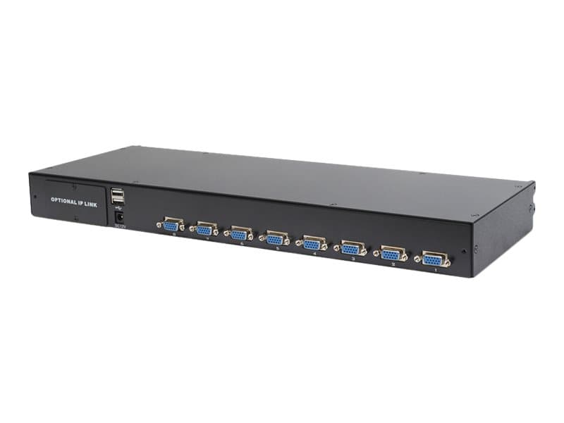 Digitus Professional DS-72210-2US - KVM-konsol med omkopplare för tangentbord/video/mus - 8 portar - US - 17" - kan monteras i rack - 1280 x 1024 @ 6