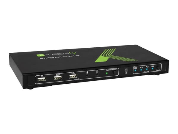 TECHly 4x1 USB HDMI KVM Switch 4Kx2K - Omkopplare för tangentbord/video/mus/ljud/USB - 4 x KVM/ljud - 1 lokal användare - skrivbordsmodell