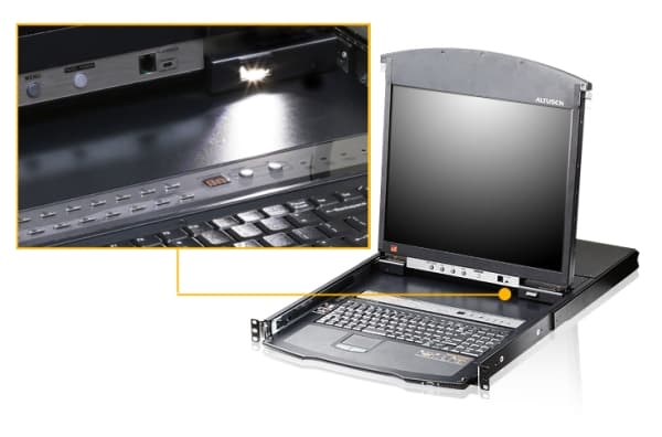 Aten KL1508AIN-AXA-AG, 1600 x 1200 piksler, Ethernet/bredbåndsforbindelse, Rack-montering, 27,5 W, 1U, Sort