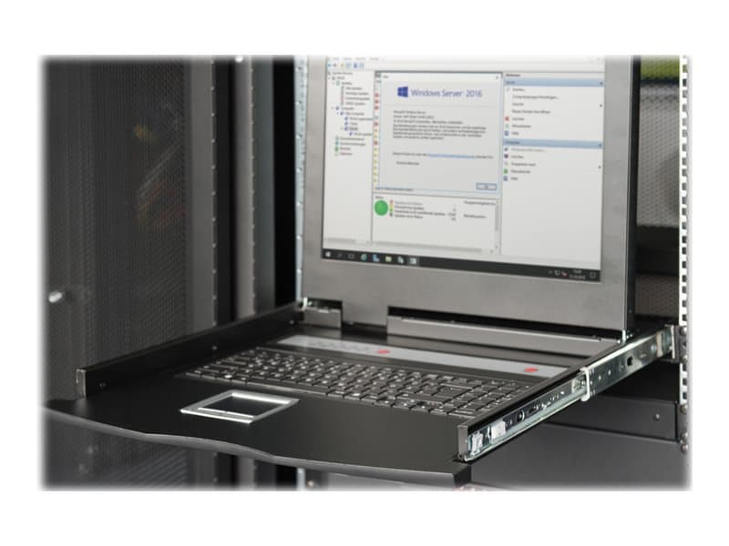 Digitus Professional DS-72211-3US - KVM-konsoll med KVM-svitsj - 16 porter - US - 19" - kan monteres i rack - 1366 x 768 @ 60 Hz - 1000:1 - svart, RA