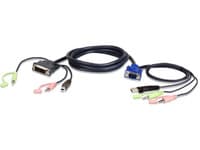 ATEN 2L-7DX3U - Kabel för tangentbord/mus/video/ljud - USB, mini-phone stereo 3.5 mm, HD-15 (VGA) (hane) till USB typ B, DVI-I, mini-phone stereo 3.5