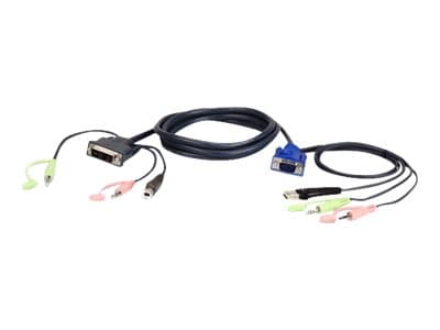 ATEN 2L-7DX3U - Kabel för tangentbord/mus/video/ljud - USB, mini-phone stereo 3.5 mm, HD-15 (VGA) (hane) till USB typ B, DVI-I, mini-phone stereo 3.5