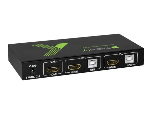 TECHly 2x1 USB HDMI KVM Switch 4Kx2K - KVM / lydsvitsj - 2 x KVM/lyd - 1 lokalbruker - stasjonær