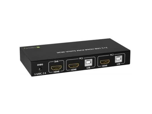 TECHly 2x1 USB HDMI KVM Switch 4Kx2K - KVM / lydsvitsj - 2 x KVM/lyd - 1 lokalbruker - stasjonær