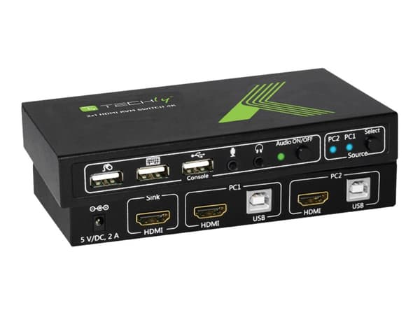 TECHly 2x1 USB HDMI KVM Switch 4Kx2K - KVM / lydsvitsj - 2 x KVM/lyd - 1 lokalbruker - stasjonær