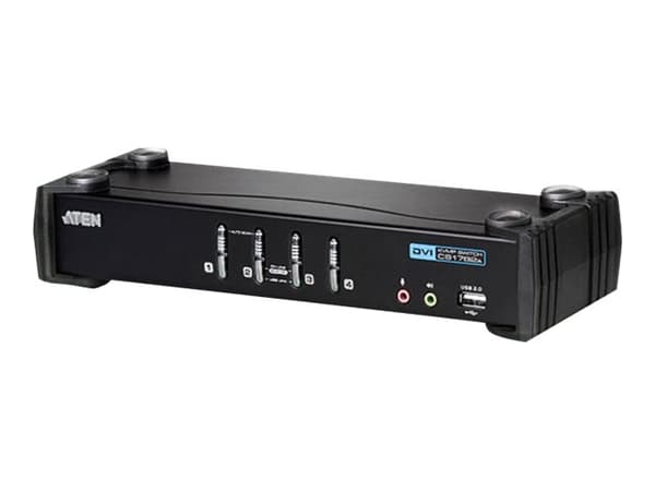 ATEN CubiQ CS1764A - KVM / lydsvitsj - 4 x KVM/lyd - 1 lokalbruker - stasjonær Sort