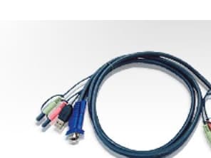 ATEN 2L-5303U - Kabel för tangentbord/mus/video/ljud - USB, HD-15 (VGA), mini-phone stereo 3.5 mm (hane) till mini-phone stereo 3.5 mm, 15 stifts SPH