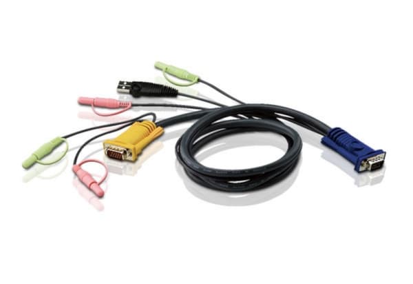 ATEN 2L-5303U - Kabel för tangentbord/mus/video/ljud - USB, HD-15 (VGA), mini-phone stereo 3.5 mm (hane) till mini-phone stereo 3.5 mm, 15 stifts SPH