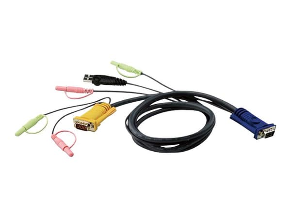 ATEN 2L-5303U - Kabel för tangentbord/mus/video/ljud - USB, HD-15 (VGA), mini-phone stereo 3.5 mm (hane) till mini-phone stereo 3.5 mm, 15 stifts SPH