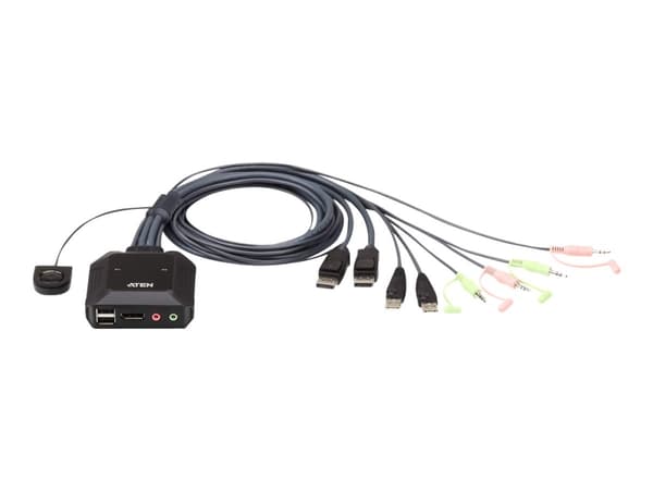 ATEN CS22DP - KVM / lyd / USB-svitsj - 2 x KVM/lyd/USB - 1 lokalbruker - stasjonær Sort