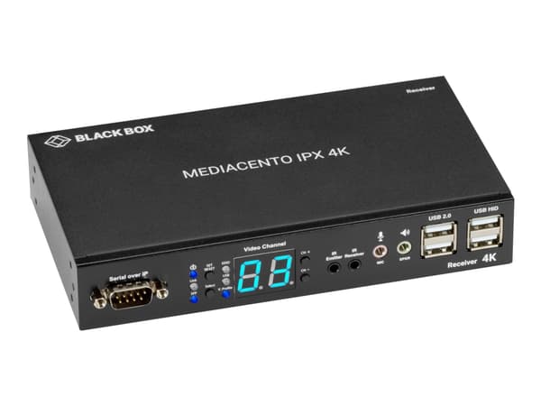Black Box MediaCento IPX 4K Receiver - Video/ljud/infraröd/USB/seriell förlängare - mottagare - 1GbE, Fibre Channel - USB - fiberoptisk, 1000Base-T -