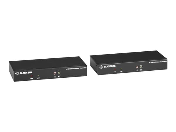 Black Box KVX Series KVM Extender over CATx - 4K, Single-Head, HDMI, USB 2.0, Serial, Audio, Local Video - Sender og mottaker - KVM / lyd / seriell /