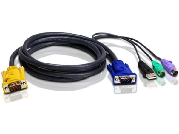 ATEN 2L-5303UP - Kabel til tastatur / video / mus (KVM) - USB, PS/2, HD-15 (VGA) (han) til 18 pin SPHD (han) - 3 m