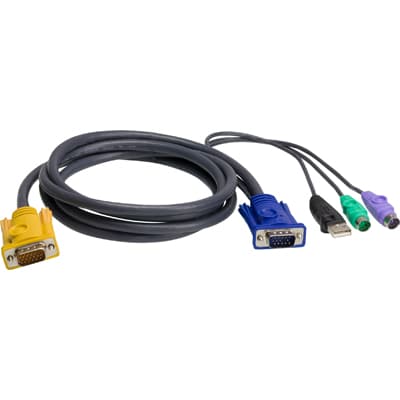 ATEN 2L-5303UP - Kabel til tastatur / video / mus (KVM) - USB, PS/2, HD-15 (VGA) (han) til 18 pin SPHD (han) - 3 m