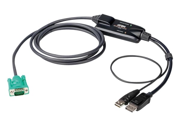 ATEN CV190 - Tastatur / video / musekabel (KVM) - 15-pins SPHD (hann) til USB, DisplayPort (hann) - 1.8 m - tommelskruer
