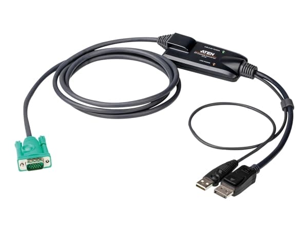 ATEN CV190 - Tastatur / video / musekabel (KVM) - 15-pins SPHD (hann) til USB, DisplayPort (hann) - 1.8 m - tommelskruer