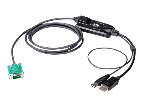 ATEN CV190 - Tastatur / video / musekabel (KVM) - 15-pins SPHD (hann) til USB, DisplayPort (hann) - 1.8 m - tommelskruer