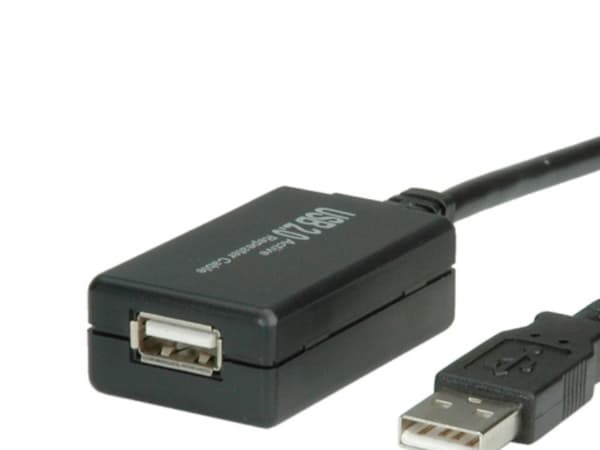 Value USB A/USB A M/F 12m, 12 m, USB A, USB A, USB 2.0, Hane/Hona, Svart