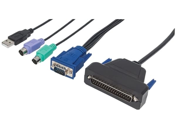 Intellinet 507769 1-ports VGA/USB/PS2-kabel 1,8 m for LCD VGA KVM-konsoll
