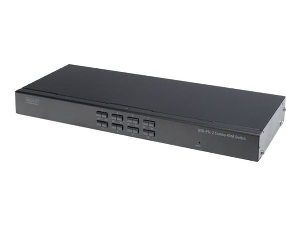 DIGITUS Professional DS-23200-2 - Omkopplare för tangentbord/video/mus - 8 x KVM port(s) - 1 lokal användare - rackmonterbar Svart