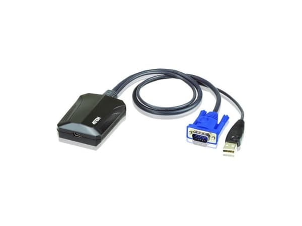 ATEN CV211, VGA, Sort, Blå, USB Type A + VGA, USB Mini Type B, Hankjønn, Hunkjønn