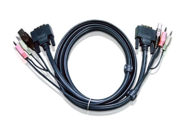 ATEN 2L-7D02UD - Video/USB/ljud-kabel - USB, mini-phone stereo 3.5 mm, DVI-D (hane) till mini-phone stereo 3.5 mm, USB typ B, DVI-D (hane) - 1.8 m