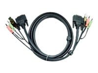 ATEN 2L-7D02UD - Video/USB/ljud-kabel - USB, mini-phone stereo 3.5 mm, DVI-D (hane) till mini-phone stereo 3.5 mm, USB typ B, DVI-D (hane) - 1.8 m