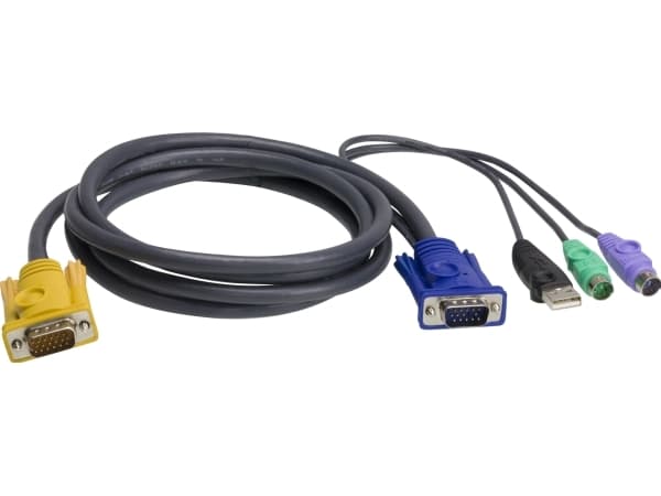ATEN 2L-5303UP - Tangentbords-/video-/muskabel - USB, PS/2, HD-15 (VGA) (hane) till 18-stifts SPHD (hane) - 3 m