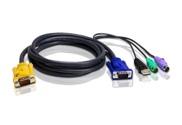ATEN 2L-5303UP - Tangentbords-/video-/muskabel - USB, PS/2, HD-15 (VGA) (hane) till 18-stifts SPHD (hane) - 3 m