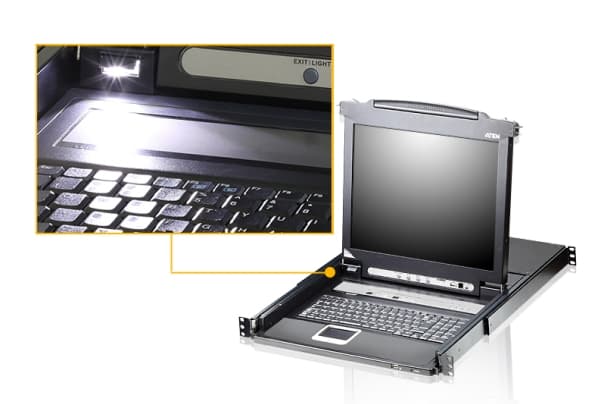 ATEN CL5708M, 1920 x 1200 pikseliä, WUXGA, Telineasennus, 1U, Musta