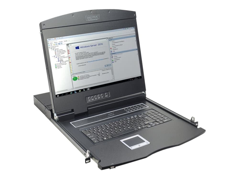 Digitus Professional DS-72211-3CH - KVM-konsol med omkopplare för tangentbord/video/mus - 16 portar - schweiziska - 19" - kan monteras i rack - 1366