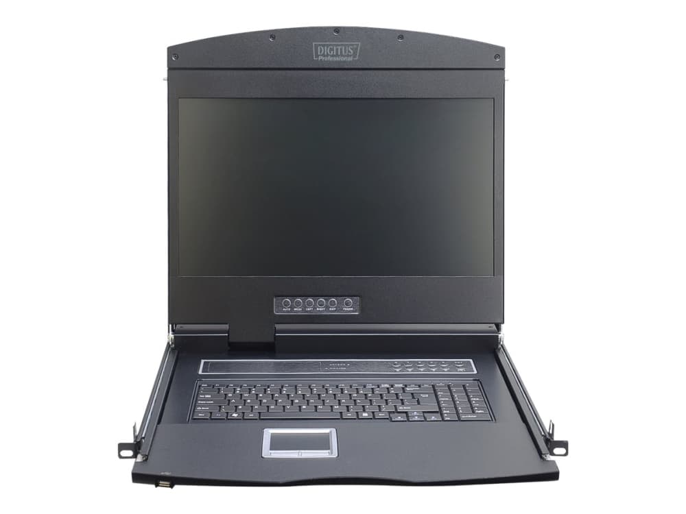Digitus Professional DS-72211-4CH - KVM-konsol med omkopplare för tangentbord/video/mus - 8 portar - schweiziska - 19" - kan monteras i rack - 1366 x
