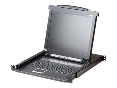 ATEN CL1000M - KVM-konsoll - PS/2, USB - Frankrike - 17" - kan monteres i rack - 1280 x 1024 @ 75 Hz - 250 cd/m² - 1000:1 - 5 ms - VGA - 1U Sort