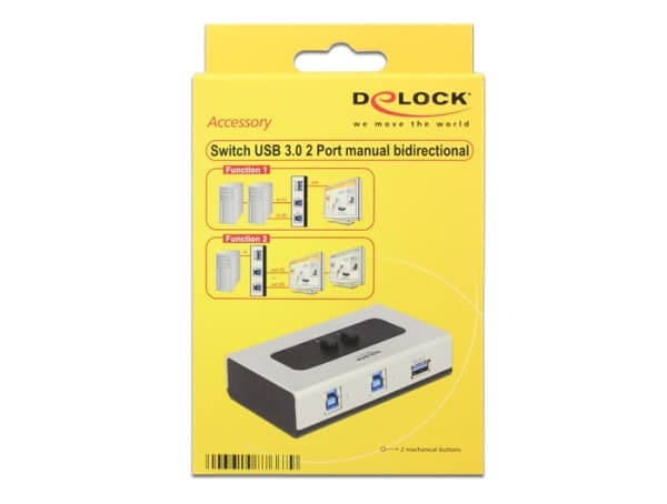 Delock Switch USB 3.0 2 port manual bidirectional - USB-växel - 2 x SuperSpeed USB 3.0 - skrivbordsmodell