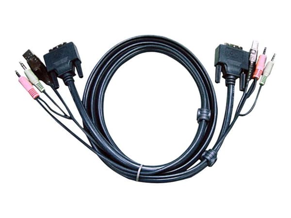 ATEN 2L-7D03UD - Video- / USB / audio-kabel - USB, mini-phone stereo 3.5 mm, DVI-D (hann) til USB, mini-phone stereo 3.5 mm, DVI-D (hann) - 3 m