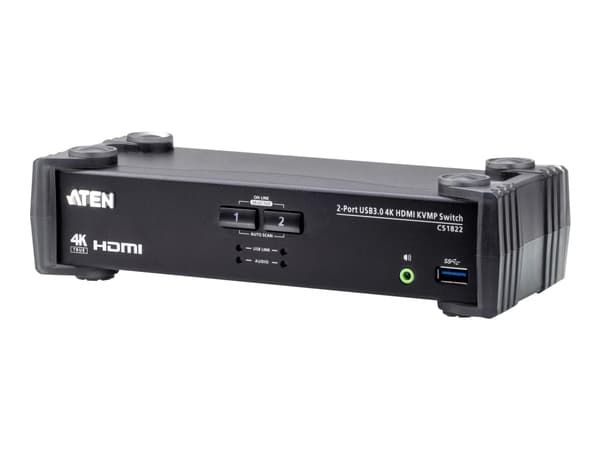 ATEN CS1822 KVMP Switch - KVM / lyd / USB-svitsj - 2 x KVM/lyd/USB - 1 lokalbruker - stasjonær