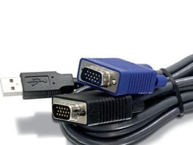 TRENDnet TK CU10 - Tangentbords-/video-/muskabel - USB, HD-15 (VGA) (hane) till HD-15 (VGA) (hane) - 3.1 m - svart