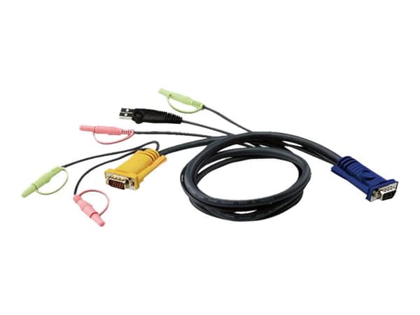 ATEN 2L-5302U - Kabel för tangentbord/mus/video/ljud - USB, HD-15 (VGA), mini-phone stereo 3.5 mm (hane) till mini-phone stereo 3.5 mm, 15 stifts SPH