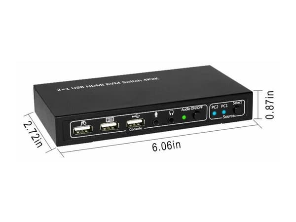 MicroConnect - Omkopplare för tangentbord/video/mus/ljud/USB - 2 x KVM/ljud/USB - 1 lokal användare - skrivbordsmodell