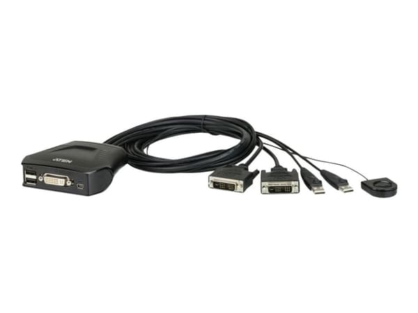 ATEN CS22D - Omkopplare för tangentbord/video/mus - 2 x KVM port(s) - 1 lokal användare - skrivbordsmodell Svart