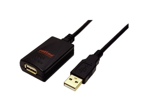 ROLINE 5m USB 2.0 A, 5 m, USB A, USB A, USB 2.0, Hane/Hona, Svart