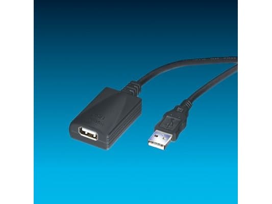 ROLINE 5m USB 2.0 A, 5 m, USB A, USB A, USB 2.0, Hane/Hona, Svart