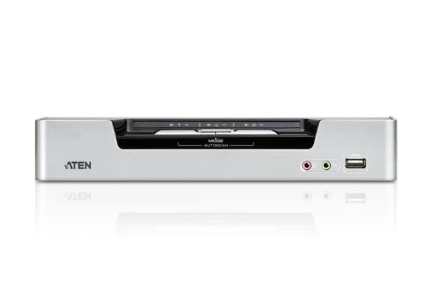 ATEN CS1642A, 2560 x 1600 pikseliä, Ethernet LAN, Telineasennus, 10,6 W, 1U, Musta, Hopea