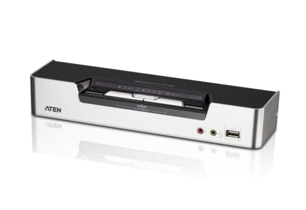 ATEN CS1642A, 2560 x 1600 pikseliä, Ethernet LAN, Telineasennus, 10,6 W, 1U, Musta, Hopea