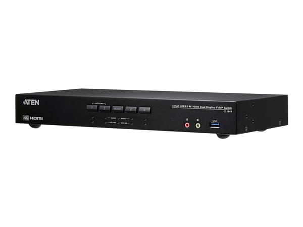 ATEN CS1844 4-Port USB 3.0 4K HDMI Dual Display KVMP Switch - Omkopplare för tangentbord/video/mus/ljud/USB - 4 x KVM/ljud/USB - 1 lokal användare -